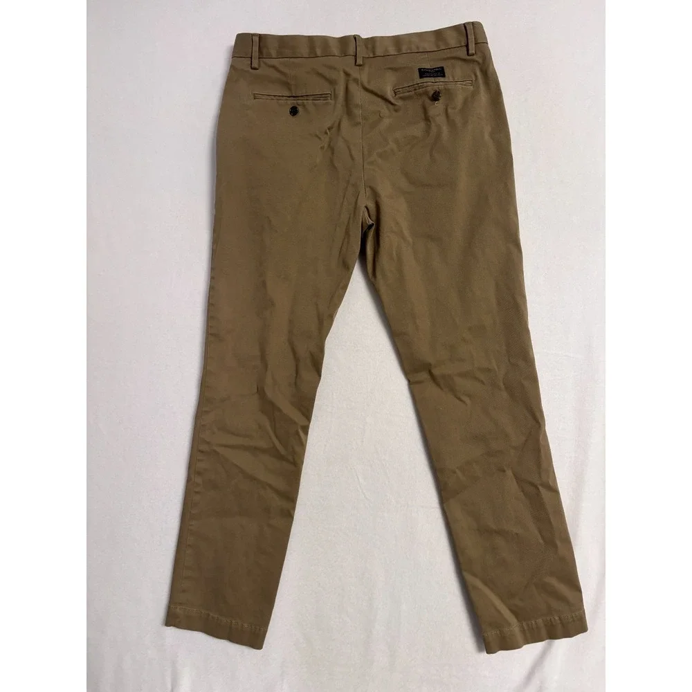 Banana Republic Mens 34x32 Fulton Skinny Fit Chino Brown Khaki Stretch Pants